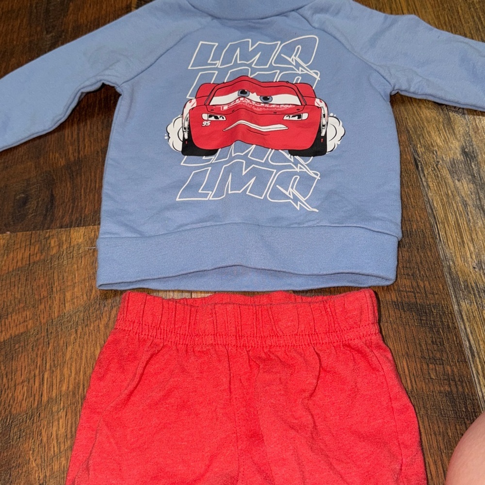 Disney Lightning McQueen Sweater Blue Red Baby Outfit - Picture 6 of 7